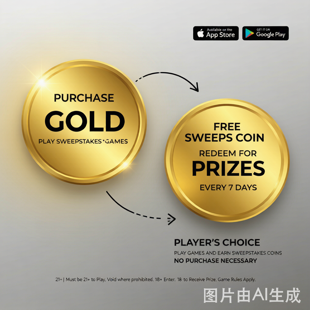 Sweepstakes two-coin model: purchased Gold coin + free Sweeps coin