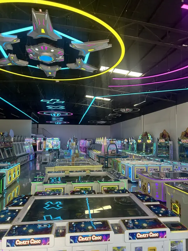 Compact bar arcade venue setup